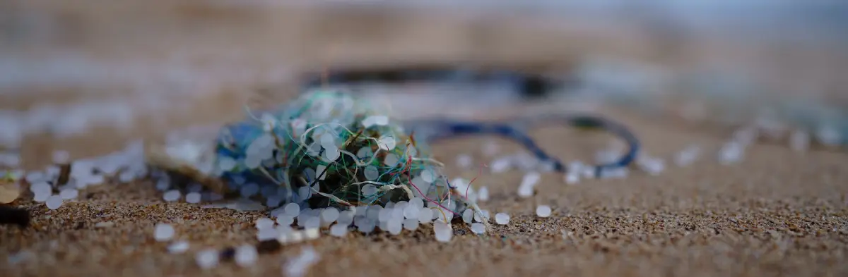 Picture of plastic beads on beach