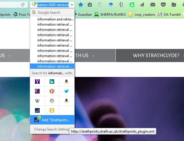 Adding the Strathprints OpenSearch plugin